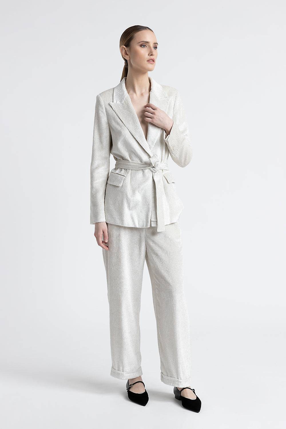 Peserico Pantalone cropped con elastico in vita in velluto a coste Only for today
