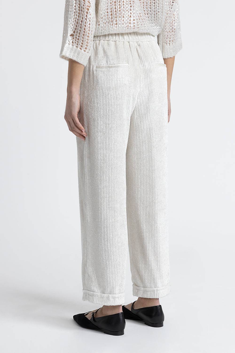 Peserico Pantalone cropped con elastico in vita in velluto a coste Only for today