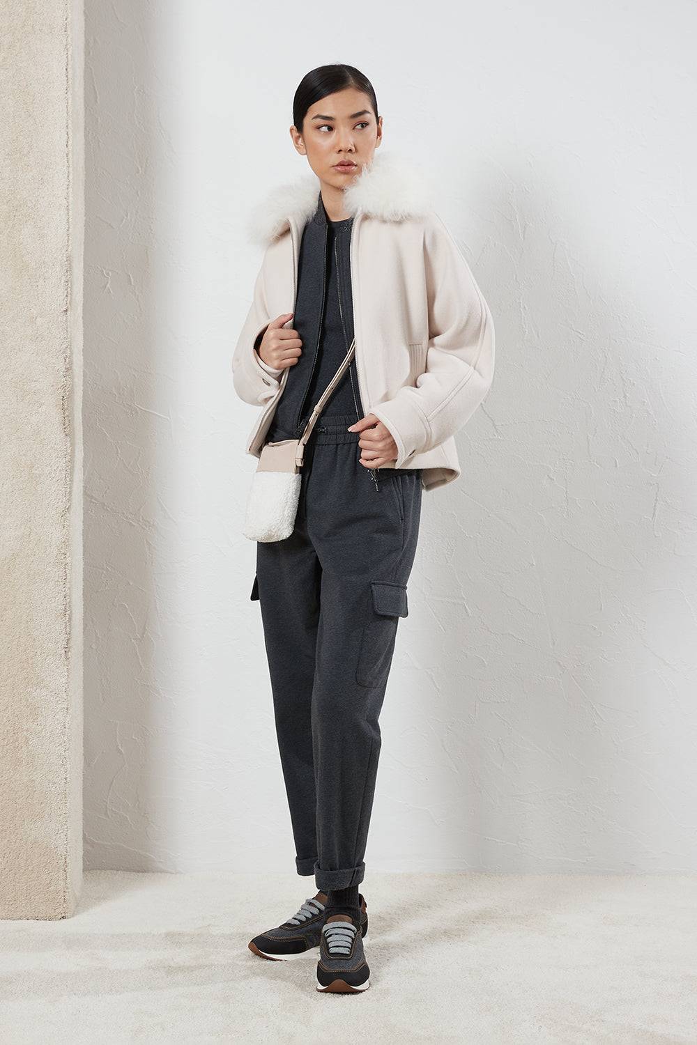 Peserico Pantalone cargo jogger in felpina di cotone Offerta speciale della fabbrica