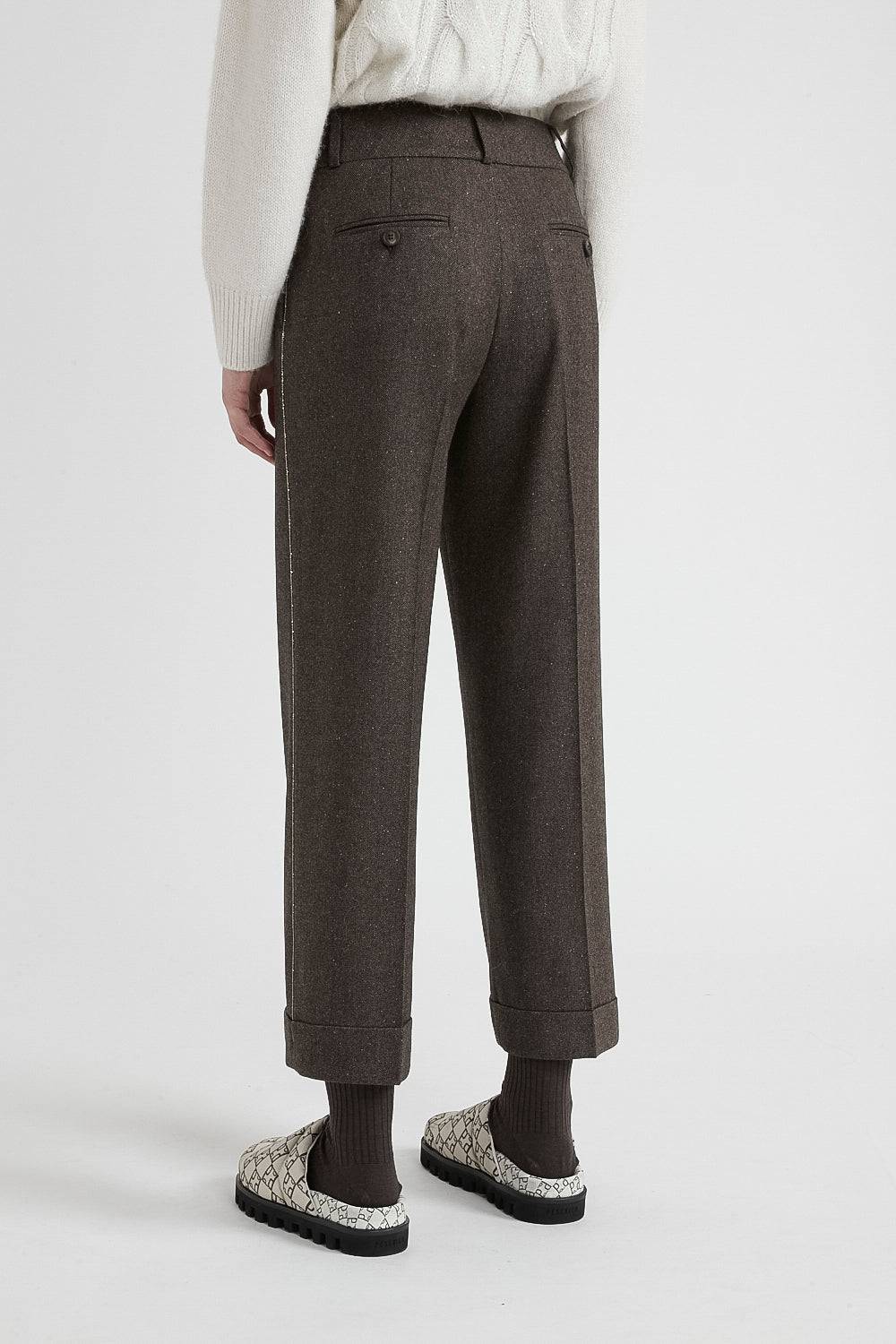 Peserico Pantalone straight cropped in lana, cashmere e seta Sostegno trimestrale