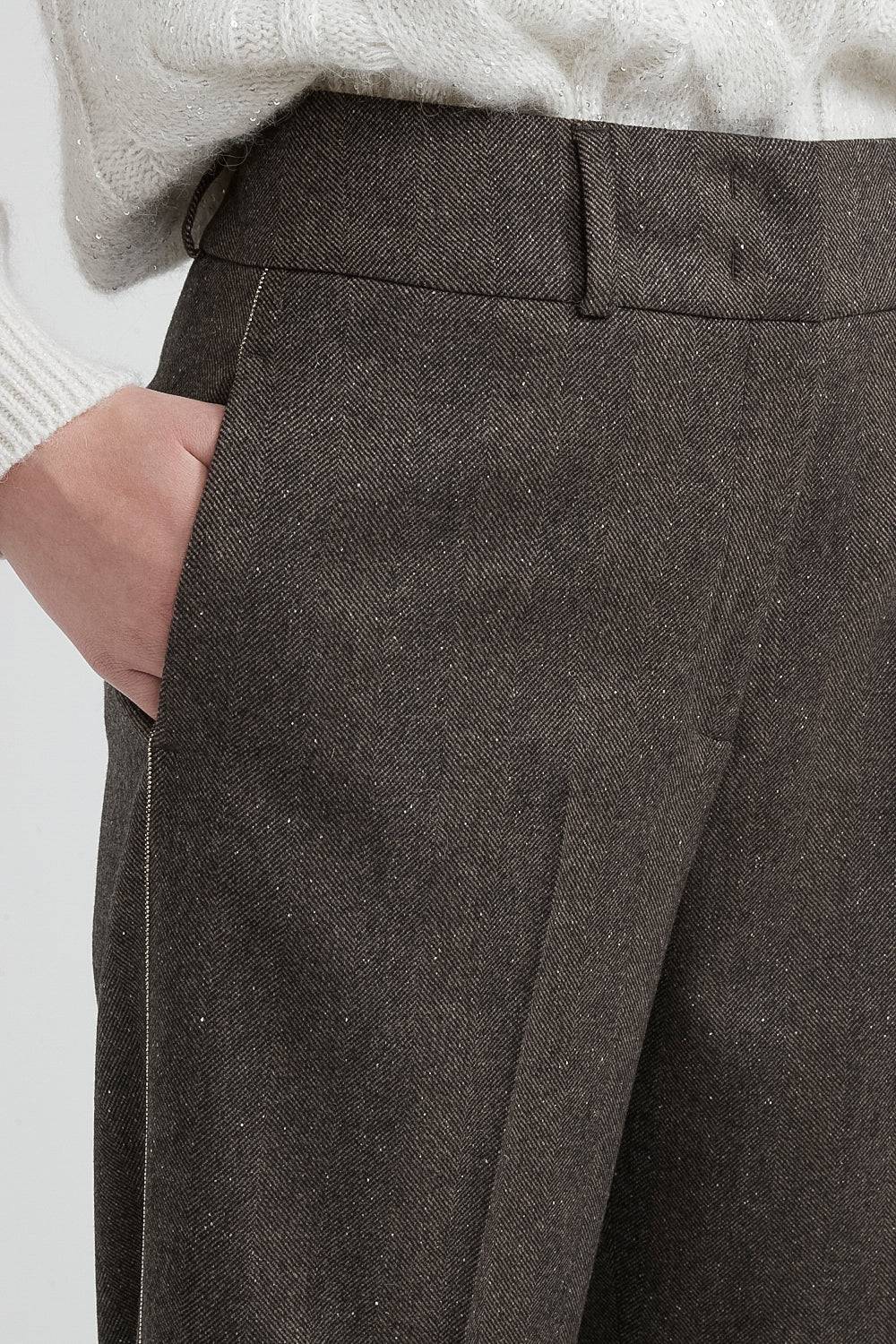 Peserico Pantalone straight cropped in lana, cashmere e seta Sostegno trimestrale