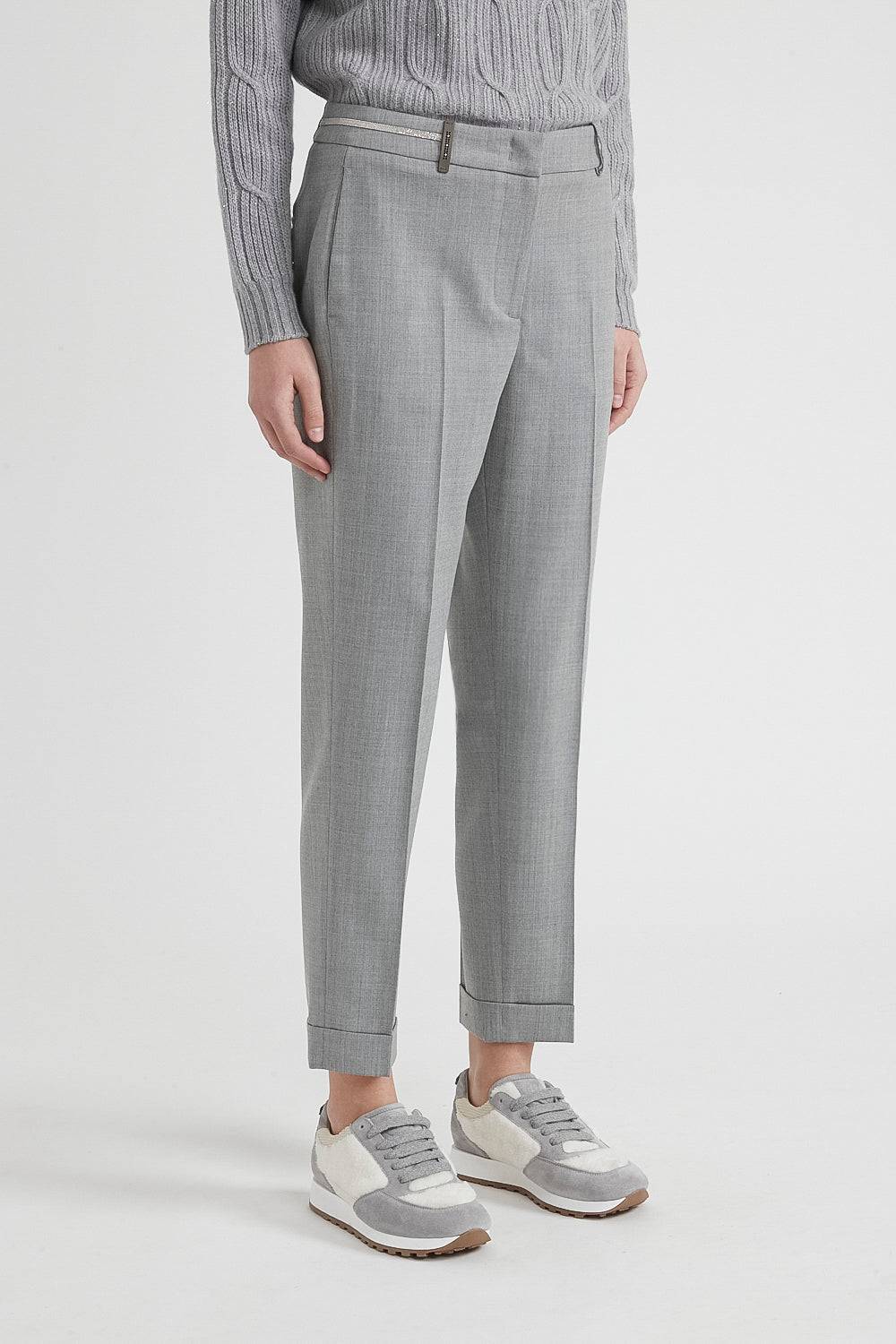 Peserico Pantalone a sigaretta in lana tecnica