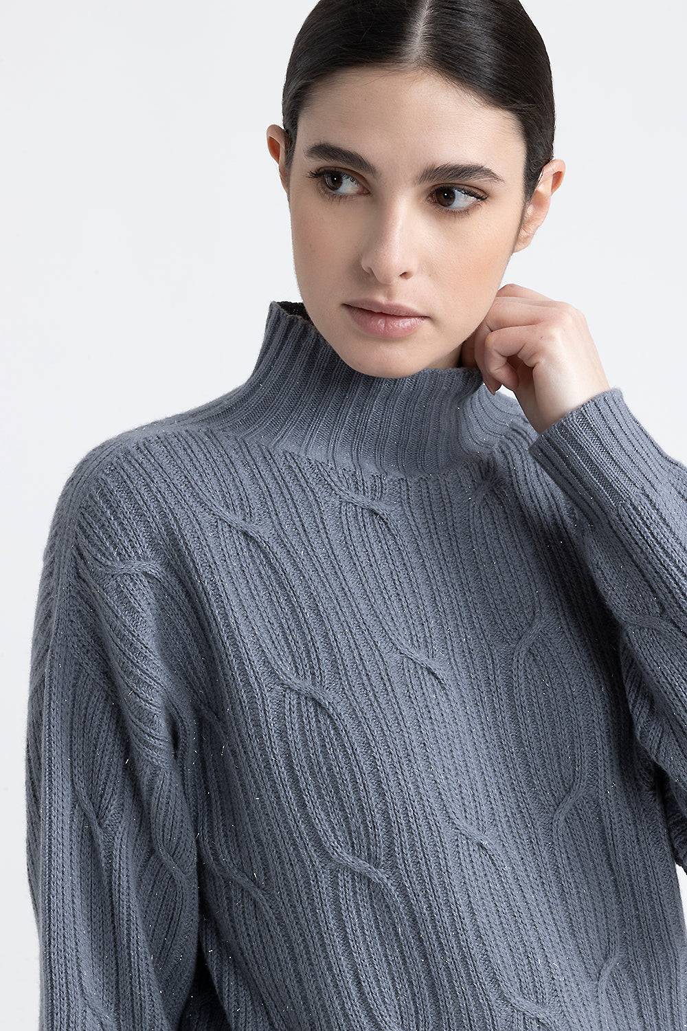 Peserico Maglia a lupetto in lana, seta, cashmere e pagliuzza laminata Shopping Online