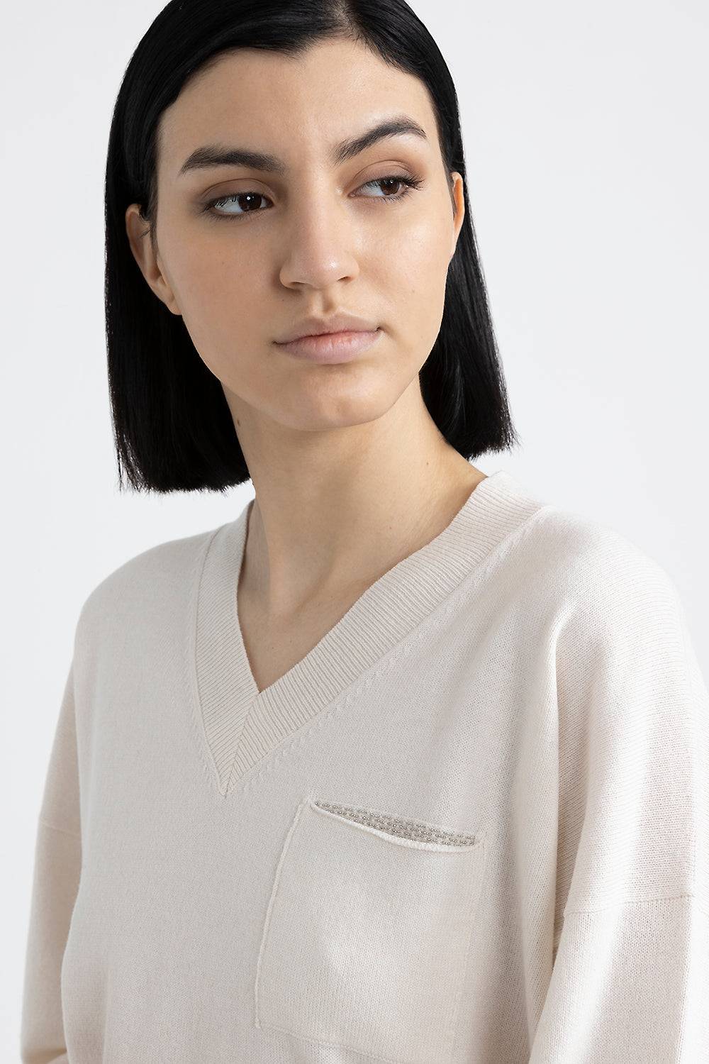 Peserico Maglia con scollo a V in lana, seta e cashmere Affare Del Giorno