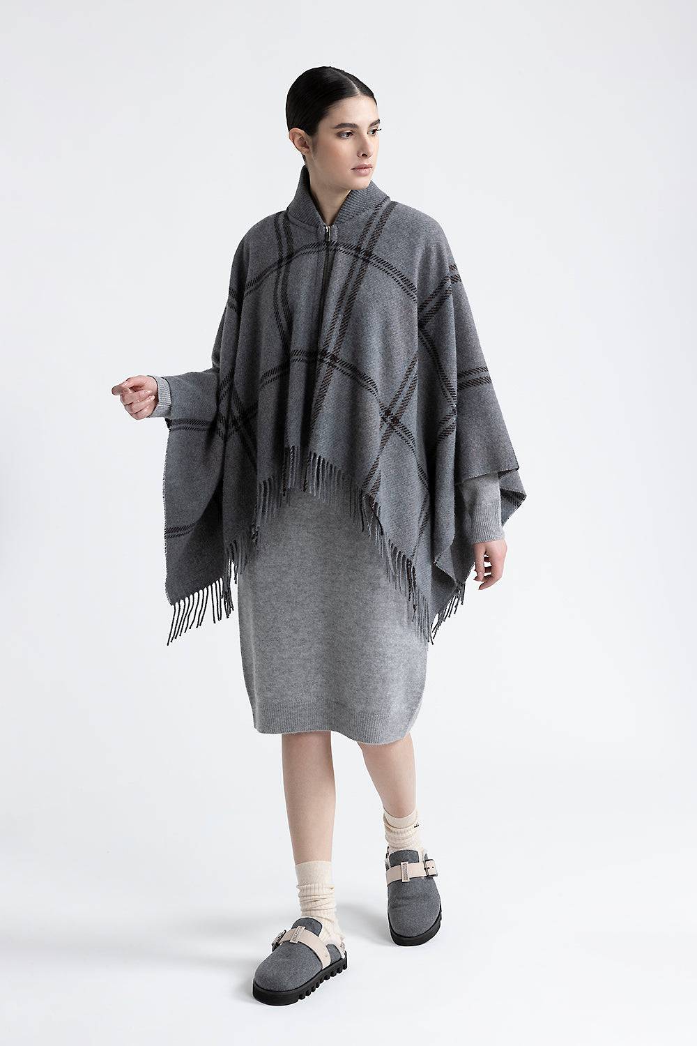 Peserico Poncho in misto lana, cashmere e lurex Vendita Calda