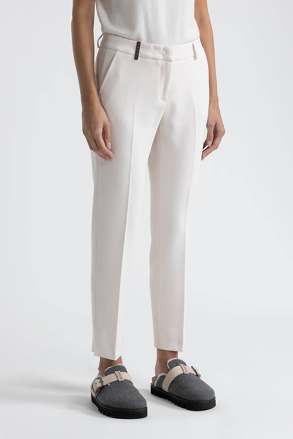 Peserico Pantalone Iconic 4718 in tela doppia di viscosa stretch Vendite Flash