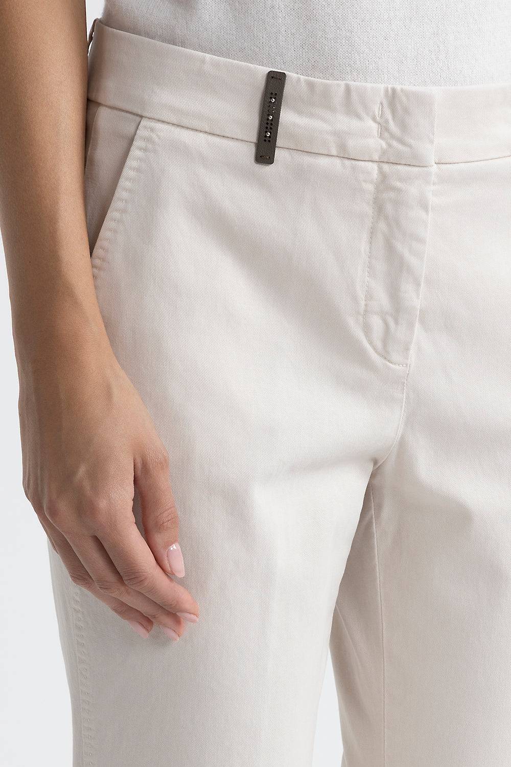 Peserico Pantalone Iconic 4718 in gabardina di cotone seta e tencel In Saldo