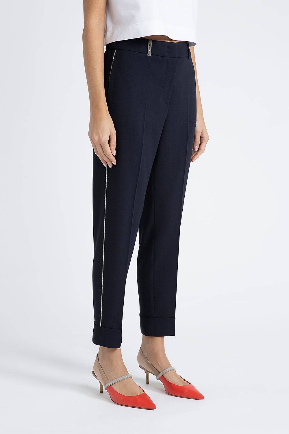 Peserico Pantalone a sigaretta in lana tecnica