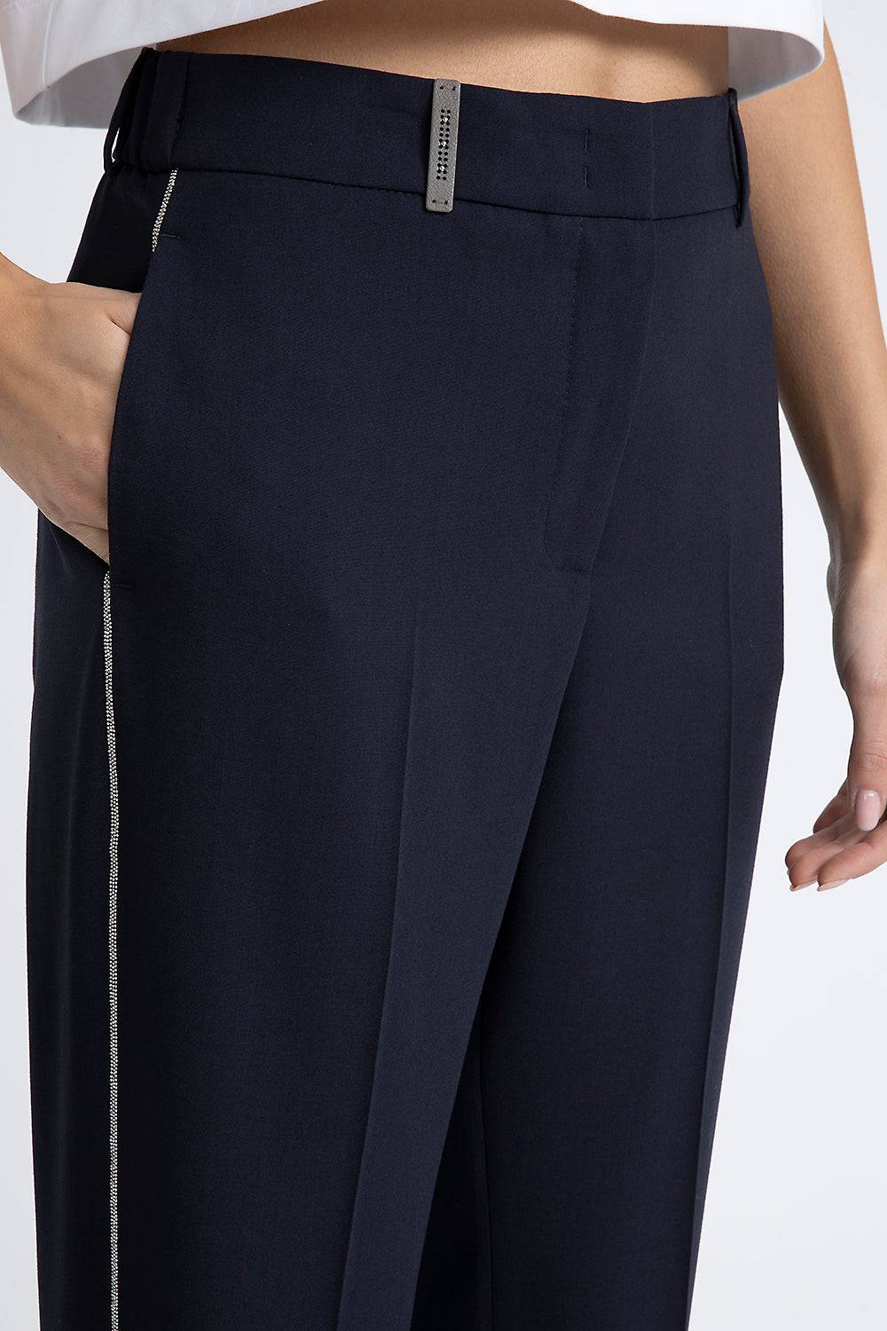 Peserico Pantalone a sigaretta in lana tecnica Moda