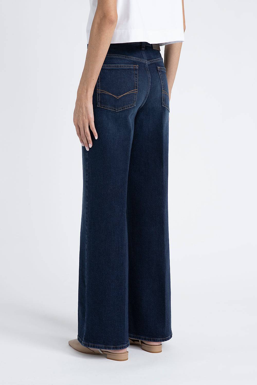 Peserico Pantalone in denim di cotone stretch a palazzo Spedizione gratuita