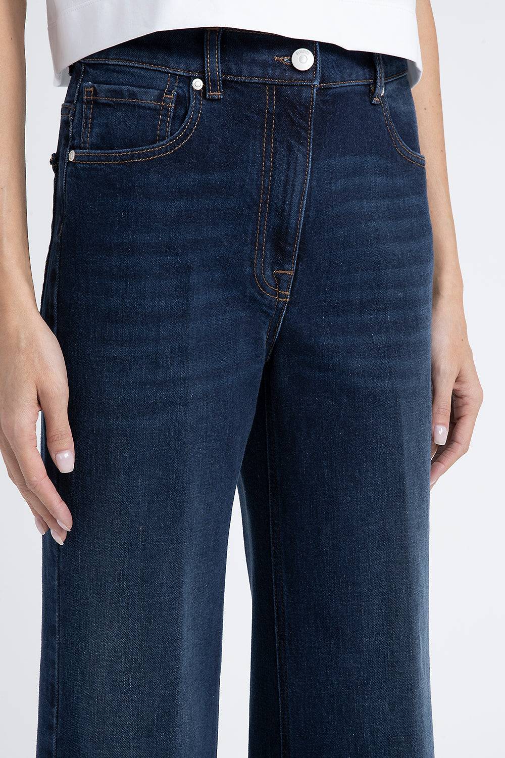 Peserico Pantalone in denim di cotone stretch a palazzo Spedizione gratuita