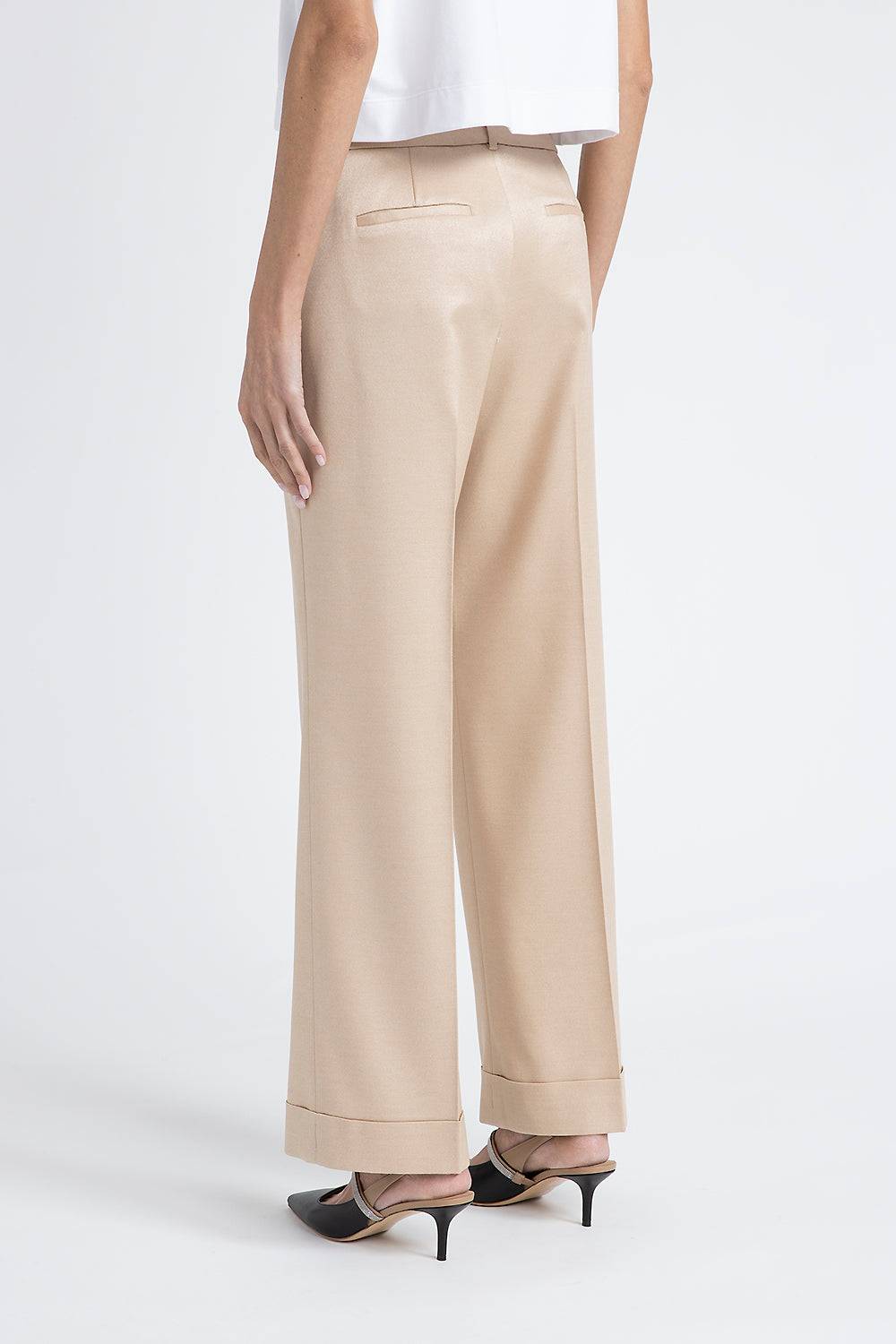 Peserico Pantalone straight in flanella jaspé di lana e viscosa Sconto di tempo limitato