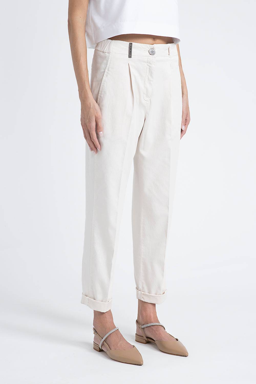 Peserico Pantalone in gabardina di cotone seta tencel