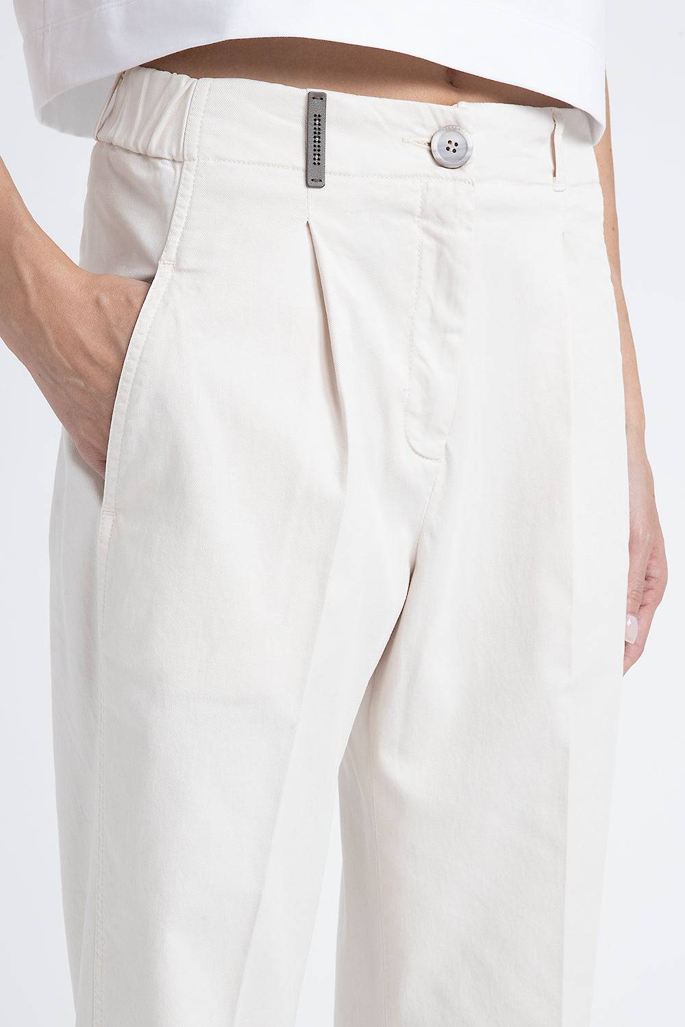 Peserico Pantalone in gabardina di cotone seta tencel Negozio online di fabbrica