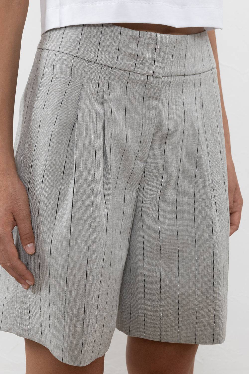 Peserico Bermuda in tela gessata lurex di misto lino e viscosa Grande vendita
