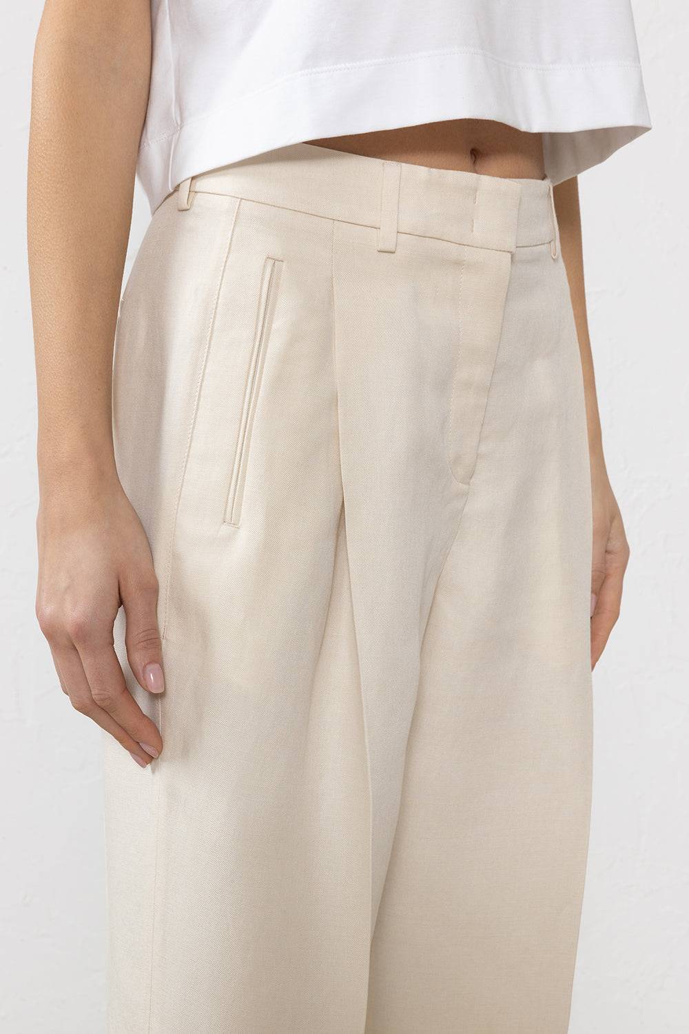 Peserico Pantalone in diagonale tinto filo di lino e viscosa Offerta esclusiva