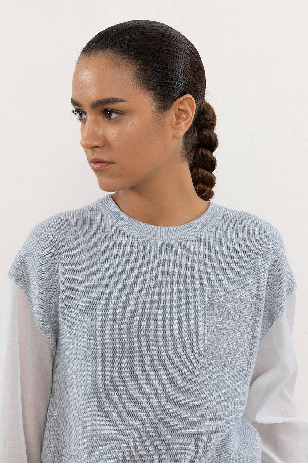 Peserico Maglia in cotone e maniche in organza con Punto Luce Black Friday