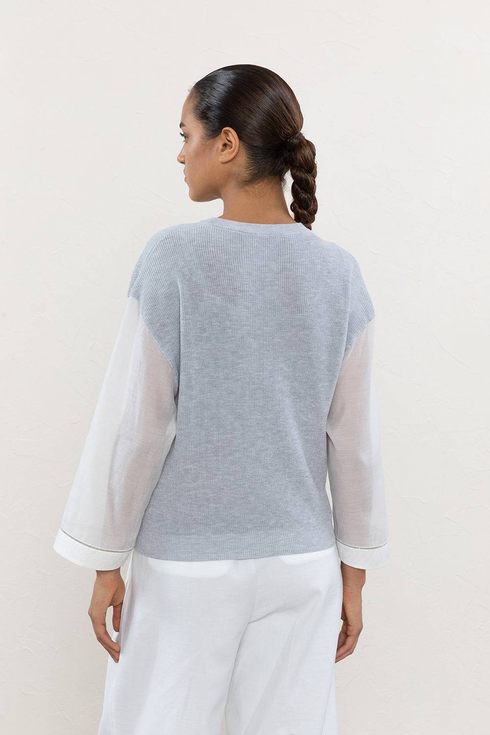 Peserico Maglia in cotone e maniche in organza con Punto Luce Black Friday
