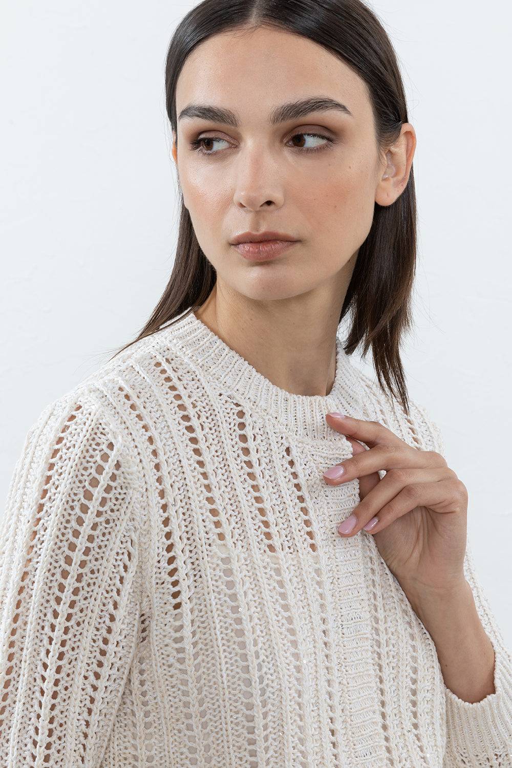 Peserico Cardigan in puro cotone e micro paillettes Cyber Monday