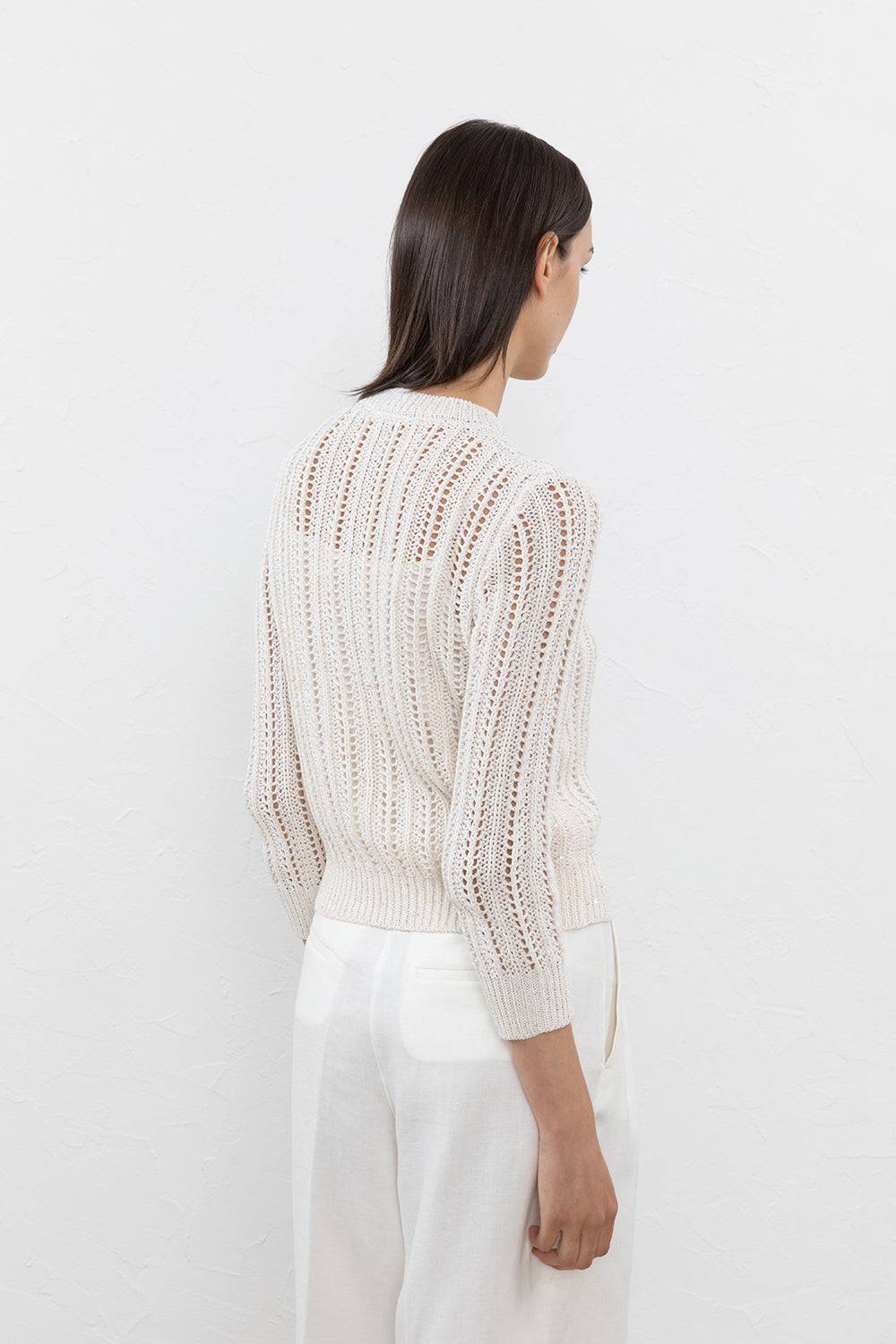 Peserico Cardigan in puro cotone e micro paillettes Cyber Monday
