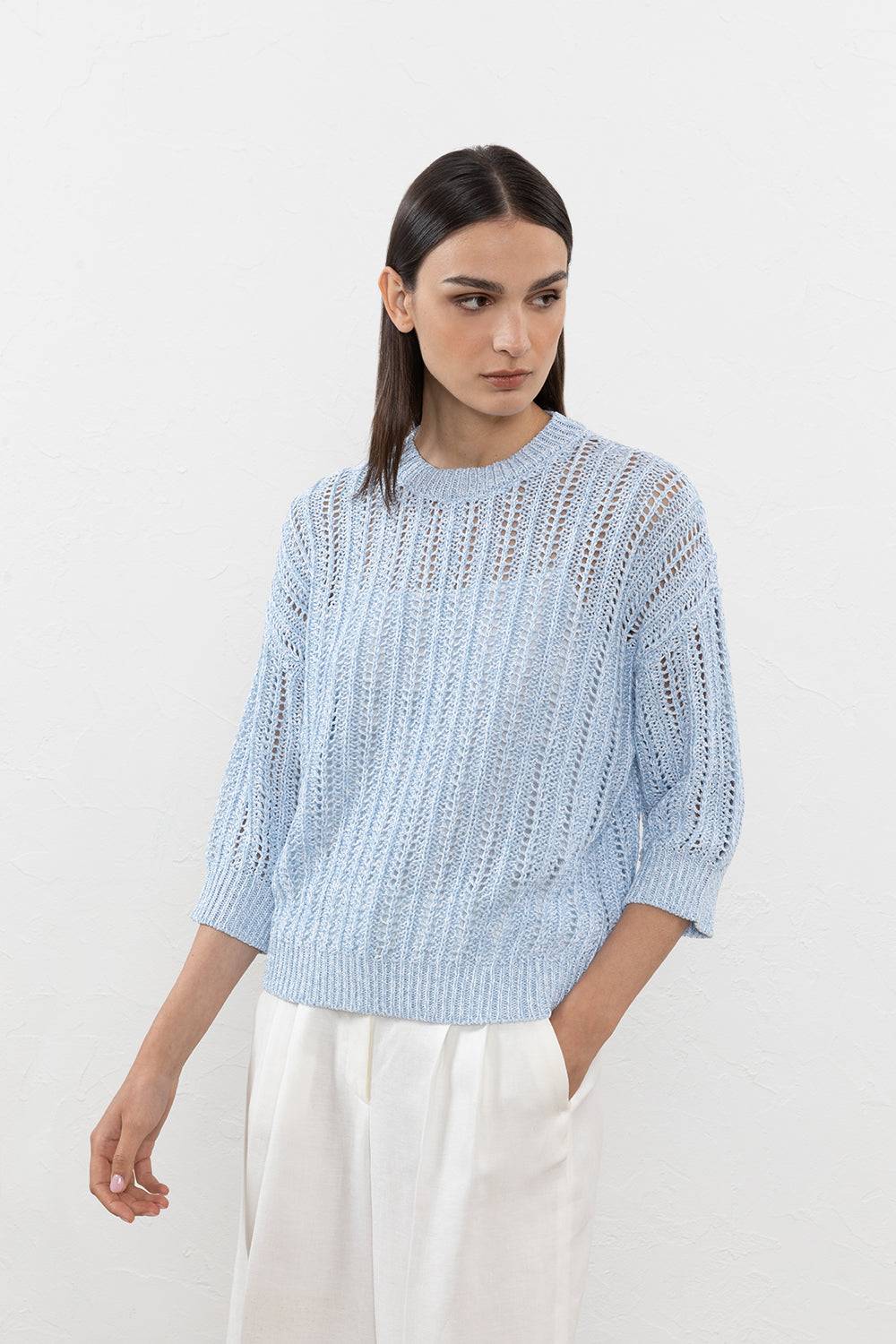 Peserico Maglia in cordonetto di puro cotone e micropaillettes Offerta San Valentino