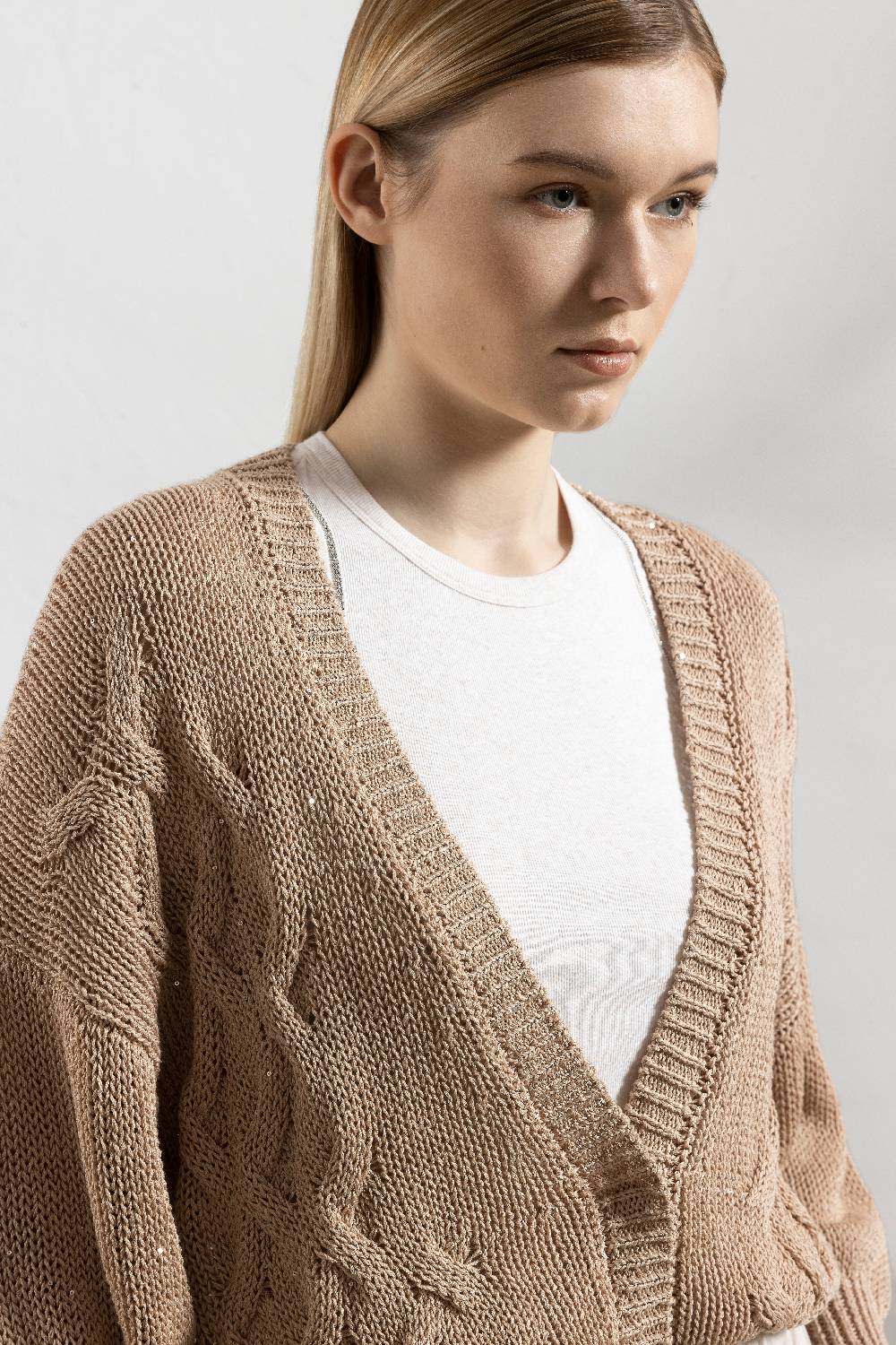 Peserico Cardigan in cordonetto di puro cotone e micro paillettes Offerta Anniversario