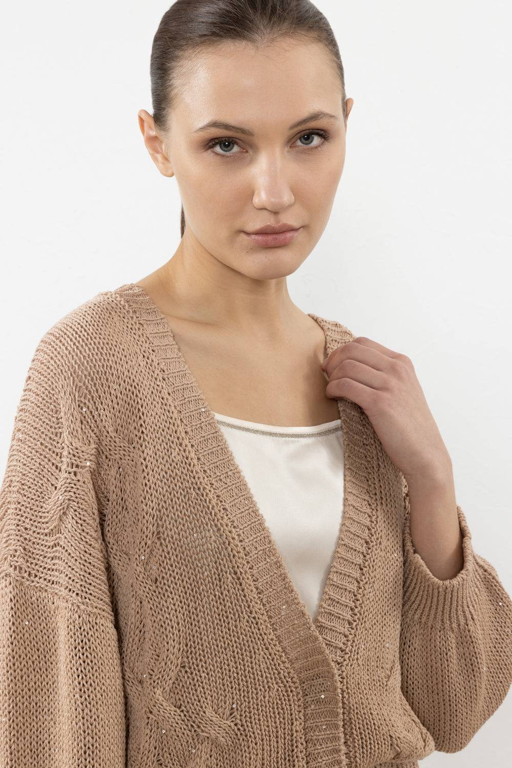 Peserico Cardigan in cordonetto di puro cotone e micro paillettes Offerta Anniversario