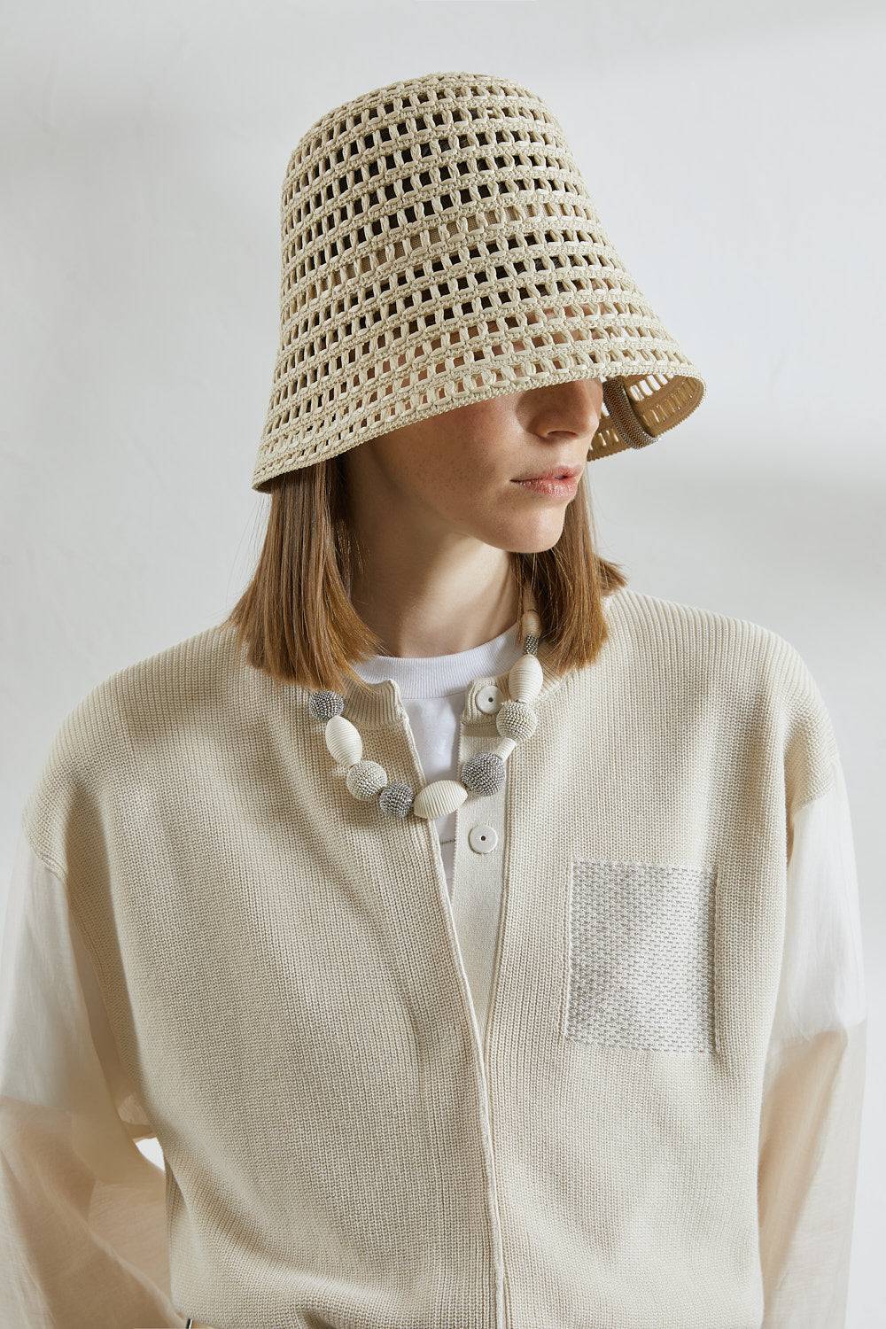Peserico Cardigan in cotone e maniche in organza con Punto Luce Smaltimento dello stoccaggio