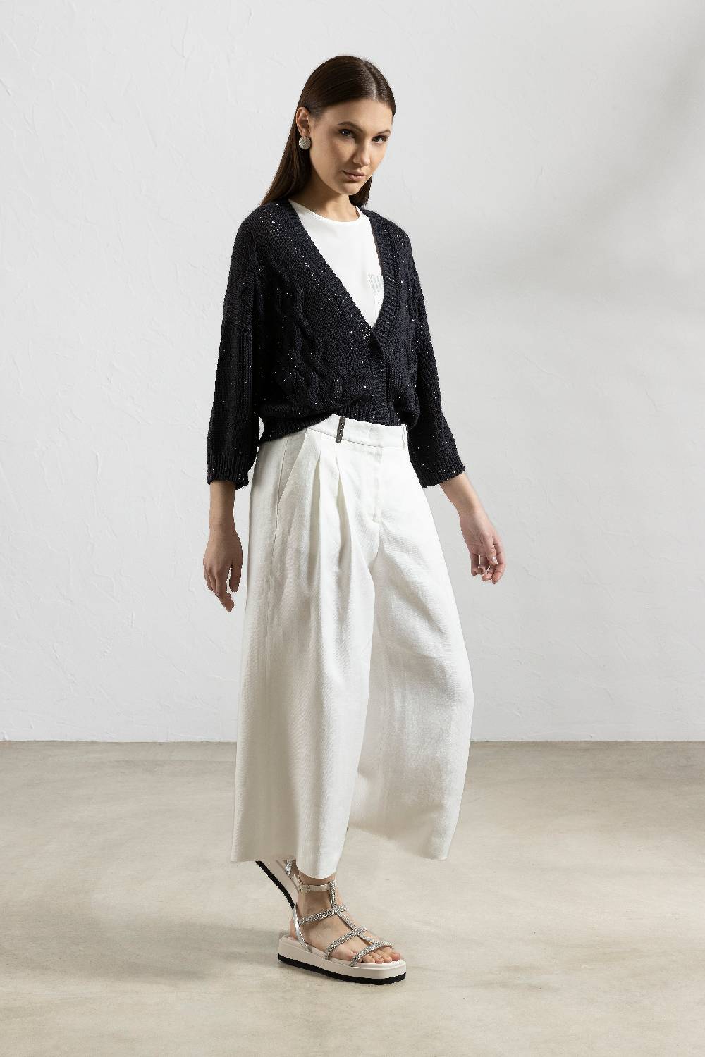 Peserico Cardigan in cordonetto di puro cotone e micro paillettes Offerta migliore