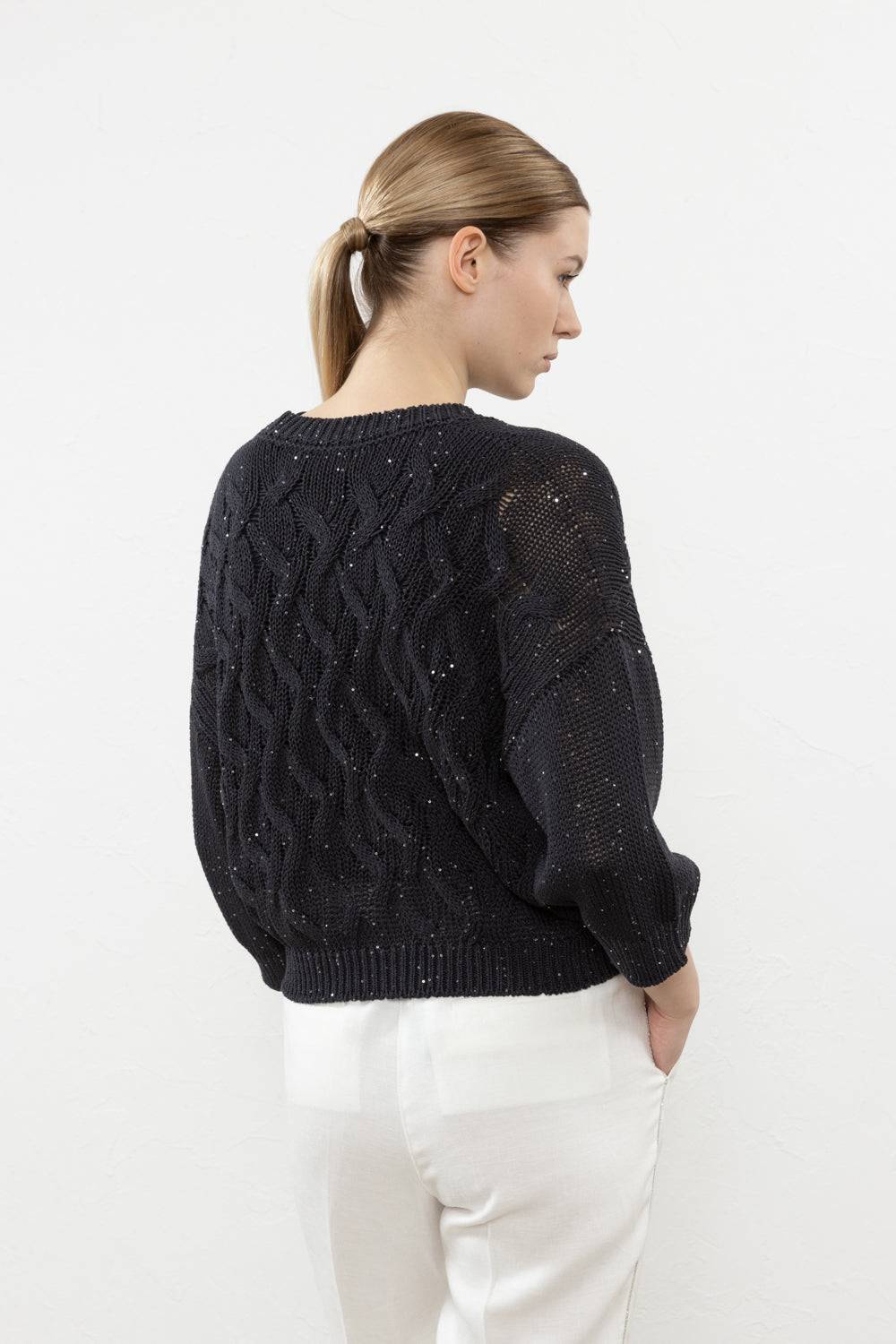 Peserico Cardigan in cordonetto di puro cotone e micro paillettes Offerta migliore