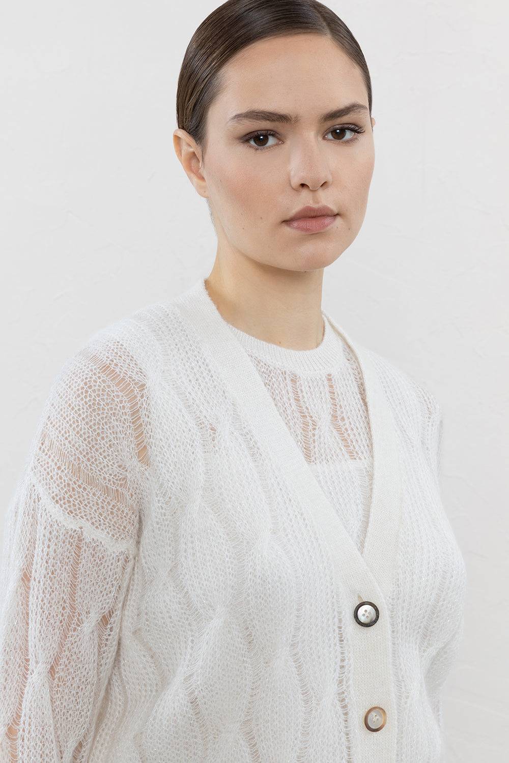 Peserico Cardigan in baby alpaca suri e iridescente di viscosa Offerte esclusive