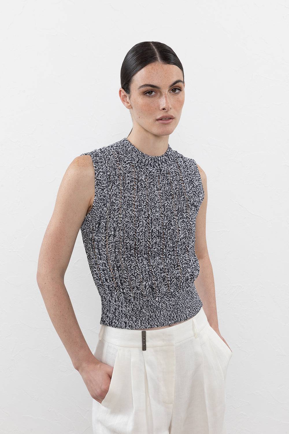 Peserico Top in cordonetto di cotone mercerizzato con motivo originale Lightning offer