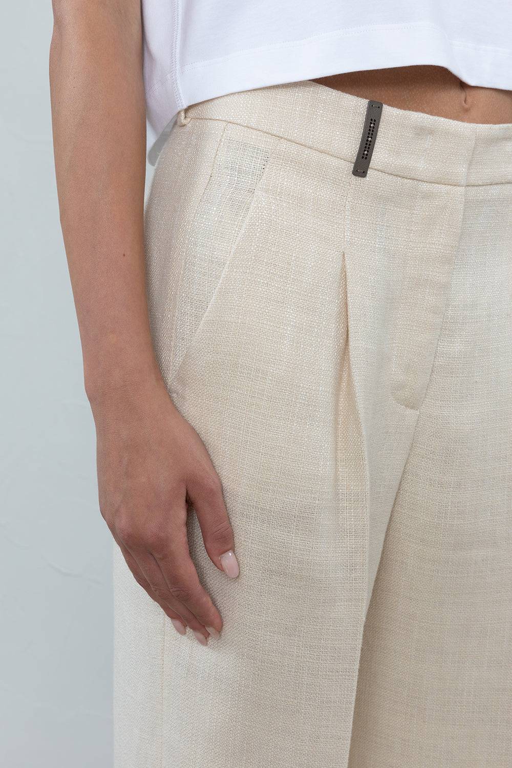 Peserico Pantalone dritto in stuoia di lino e viscosa Comprane uno, ottenene uno gratis