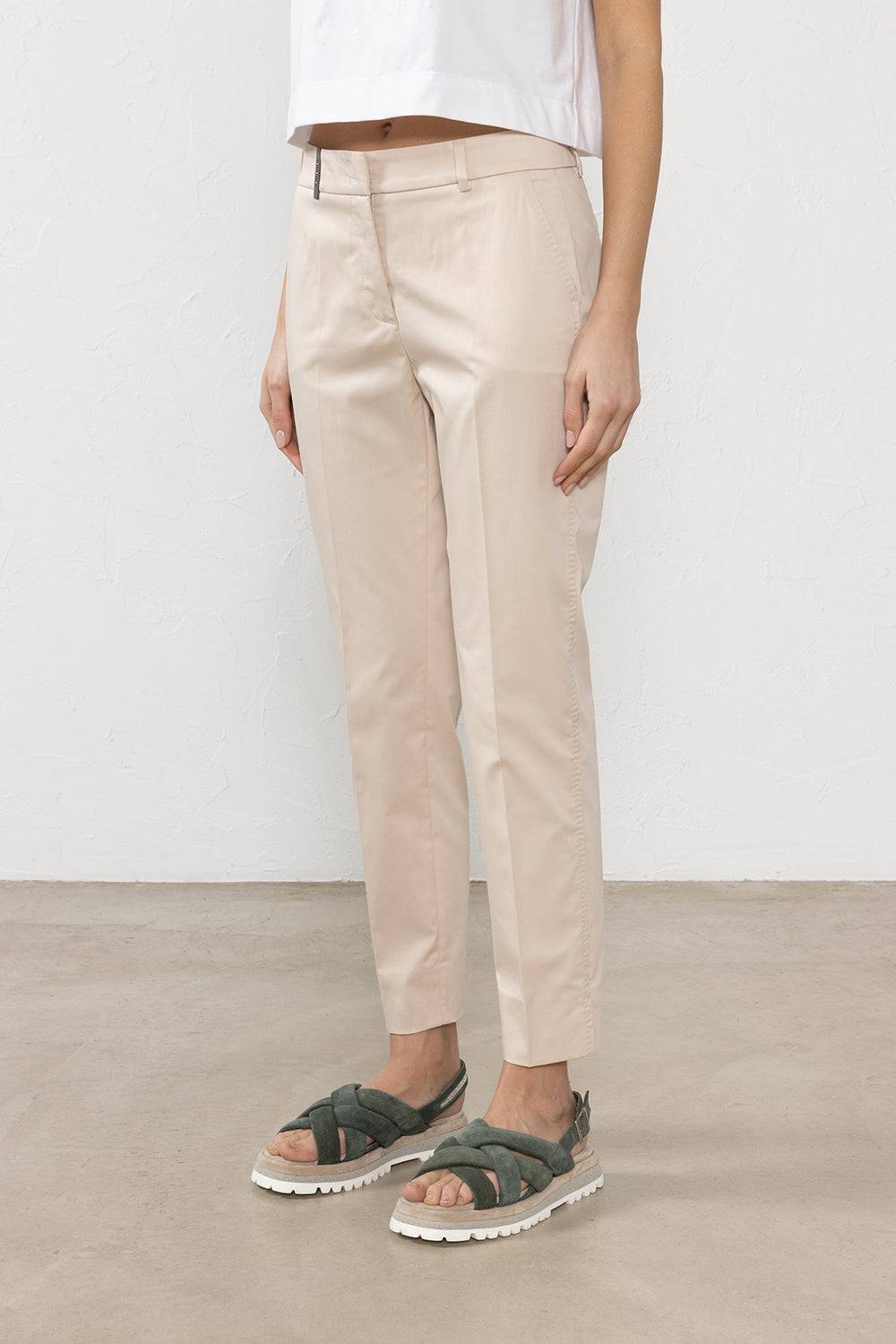 Peserico Iconico pantalone 4718 in raso di cotone stretch Sconti VIP