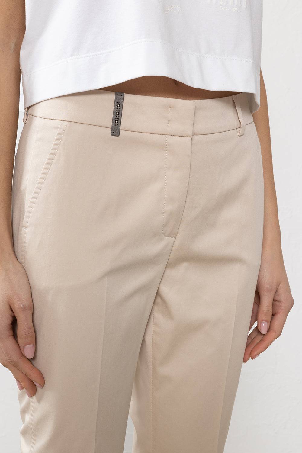 Peserico Iconico pantalone 4718 in raso di cotone stretch Sconti VIP