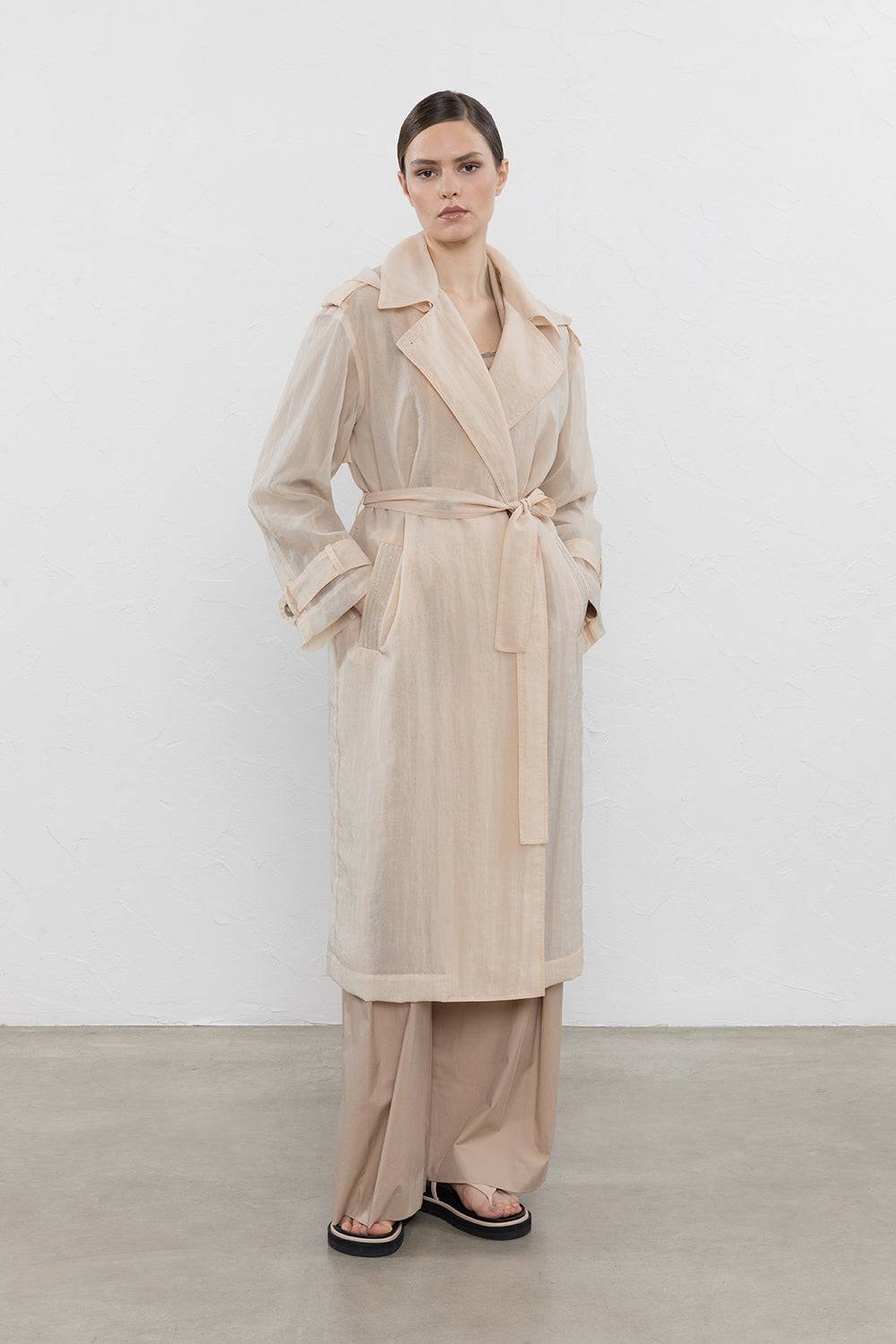Peserico Trench doppiopetto in organza tecnica Latest stili