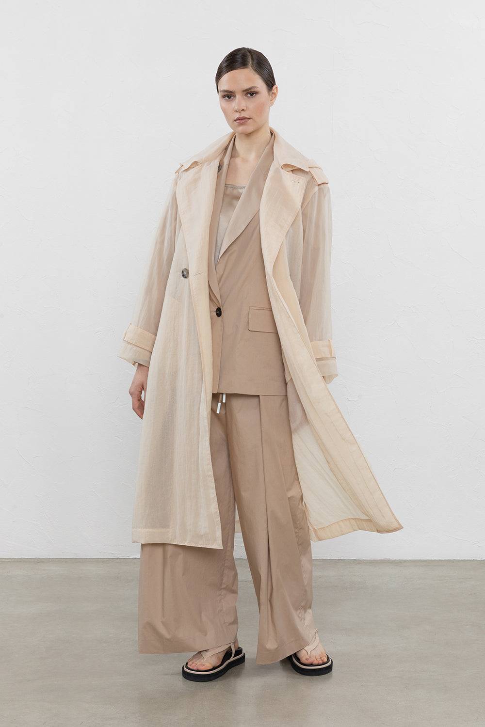 Peserico Trench doppiopetto in organza tecnica Latest stili