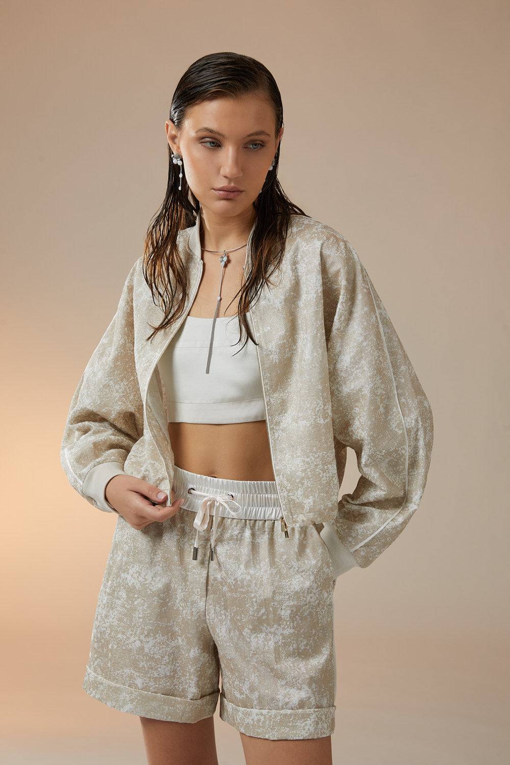 Peserico Felpa bomber in laminato jersey tricot Ultimo giorno