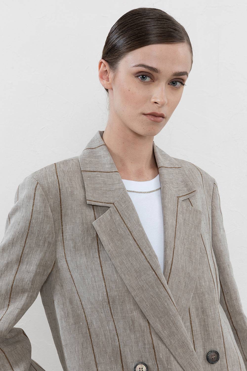 Peserico Blazer doppiopetto in lino melange Offerta speciale della fabbrica