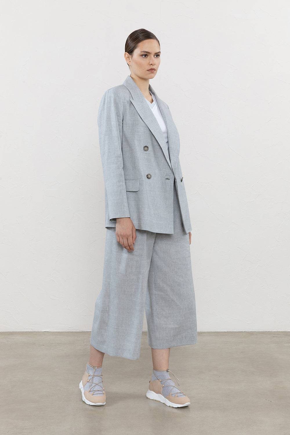 Peserico Blazer doppiopetto in tela "Estrato" di lana-lino Fino al 55% di sconto