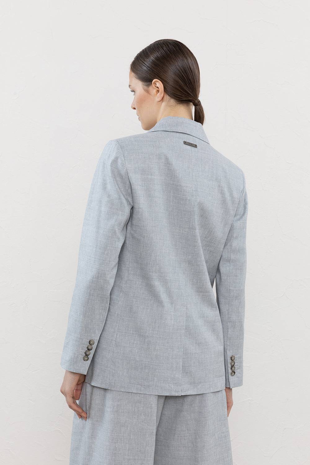 Peserico Blazer doppiopetto in tela "Estrato" di lana-lino Fino al 55% di sconto