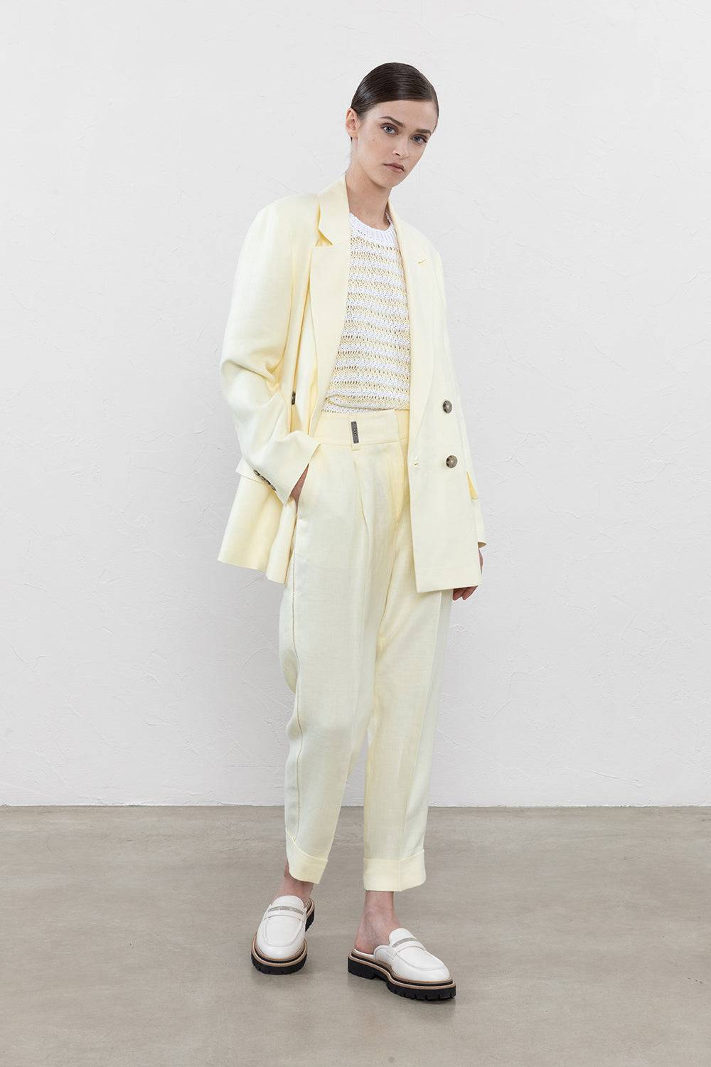 Peserico Blazer doppiopetto in gabardina di puro lino Super sconto
