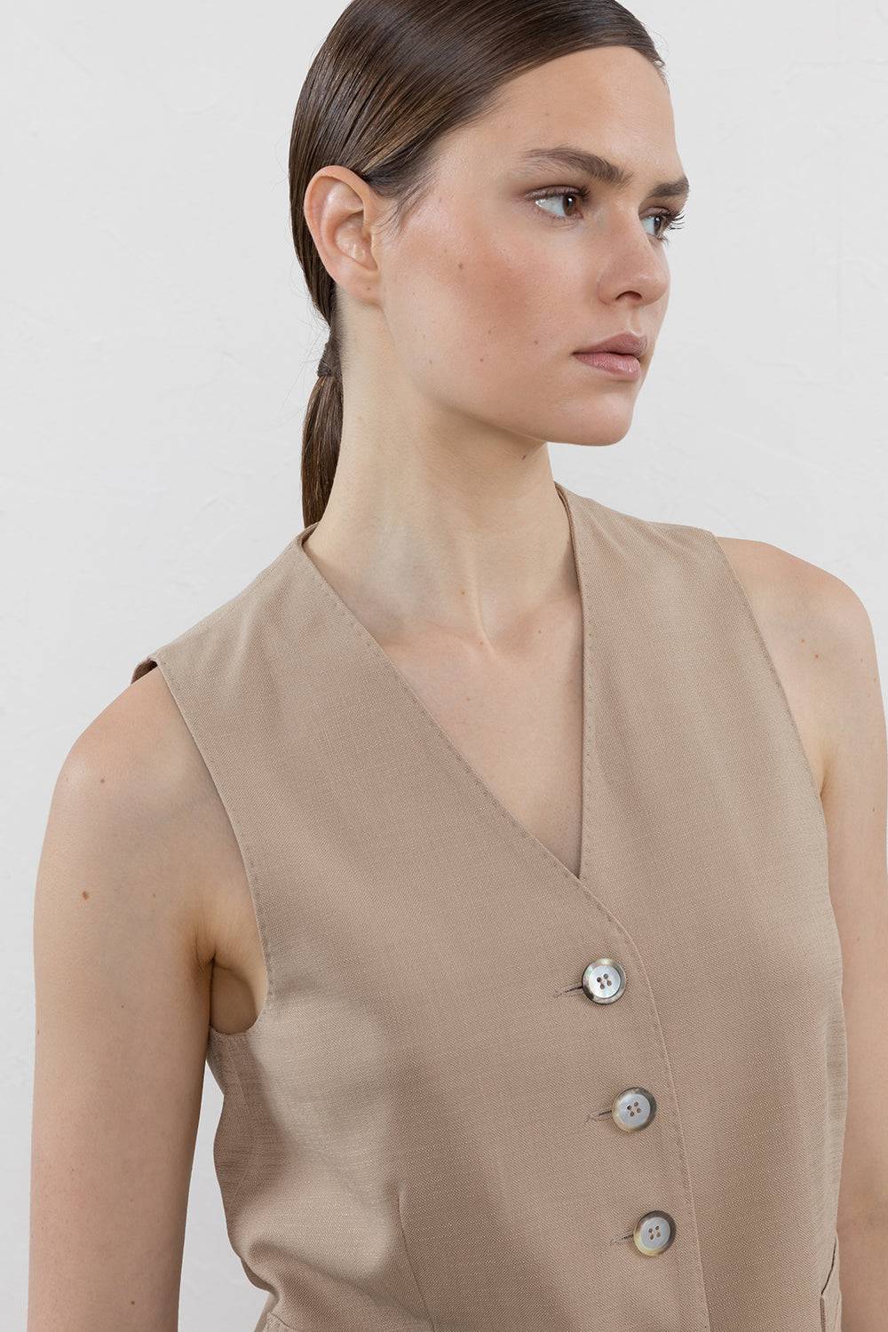 Peserico Gilet monopetto in tela misto viscosa stretch 50% di sconto con spedizione gratuita