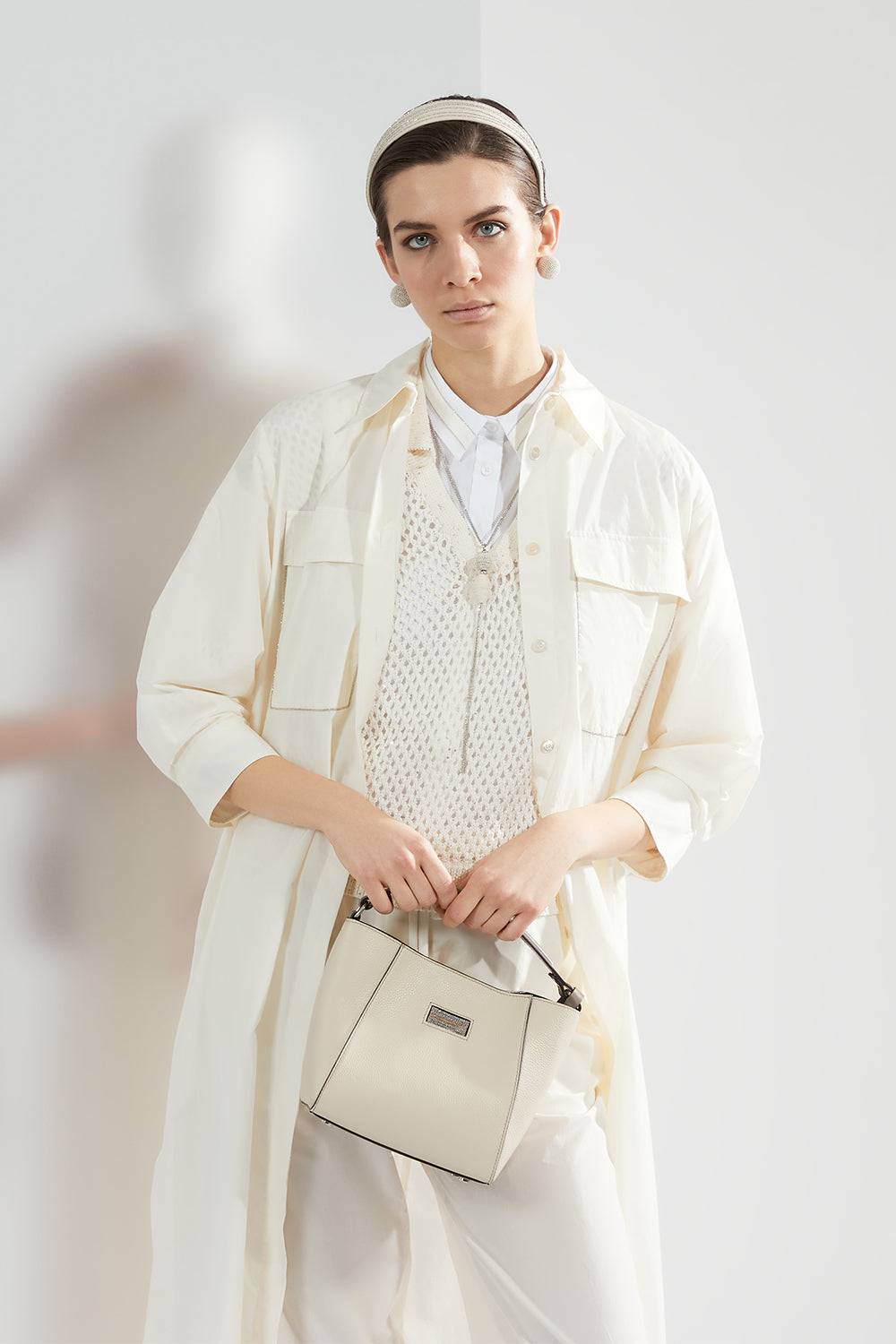 Peserico Top camicia in popeline e voile di cotone Duty-free
