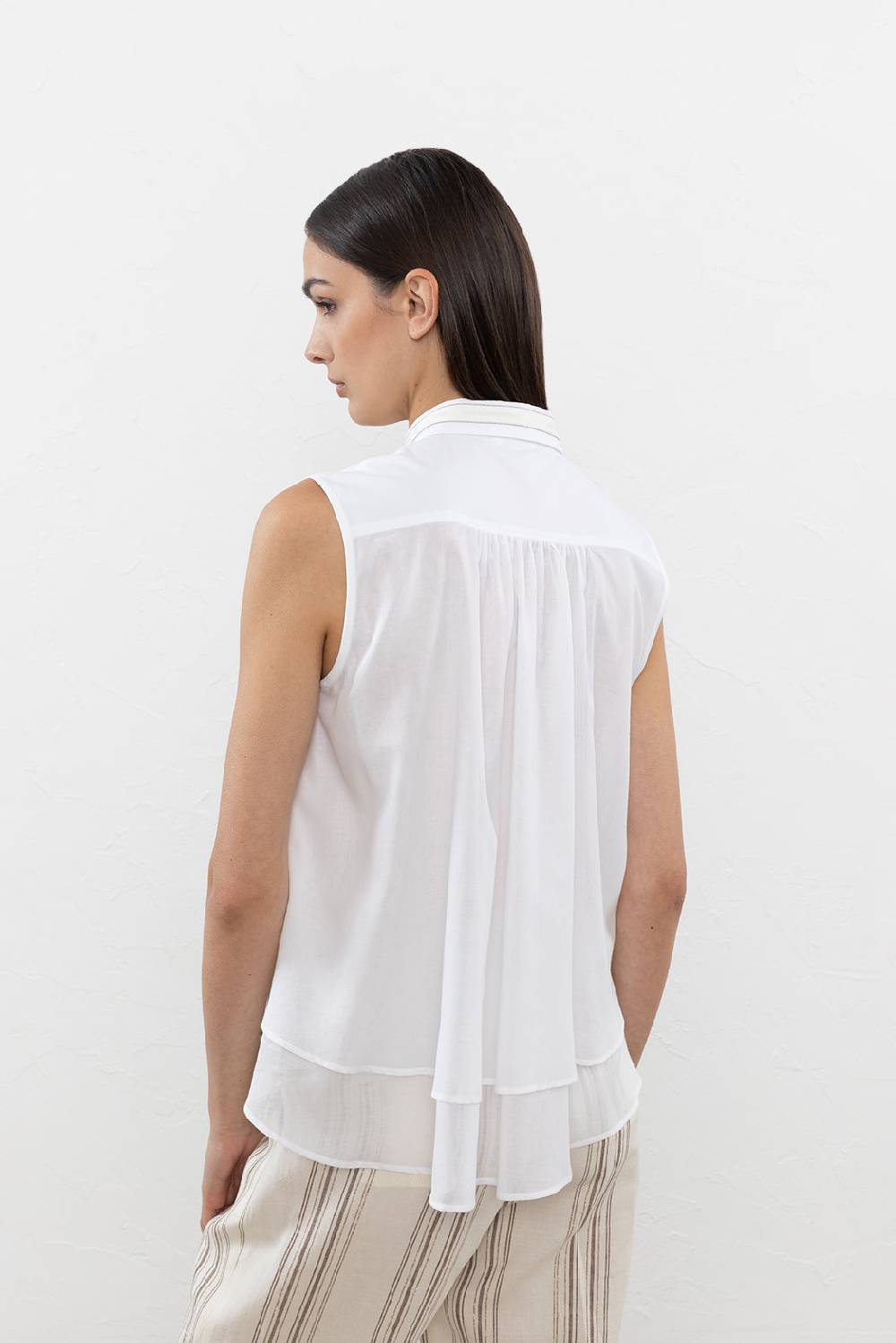 Peserico Top camicia in popeline e voile di cotone Duty-free