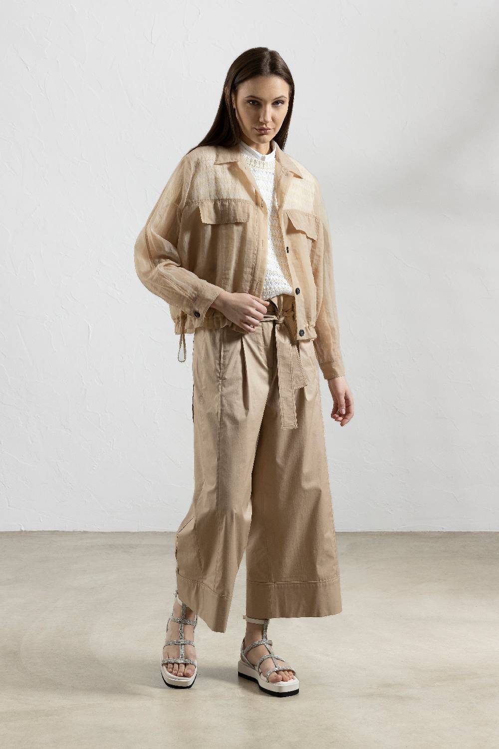 Peserico Top camicia in popeline e voile di cotone Duty-free