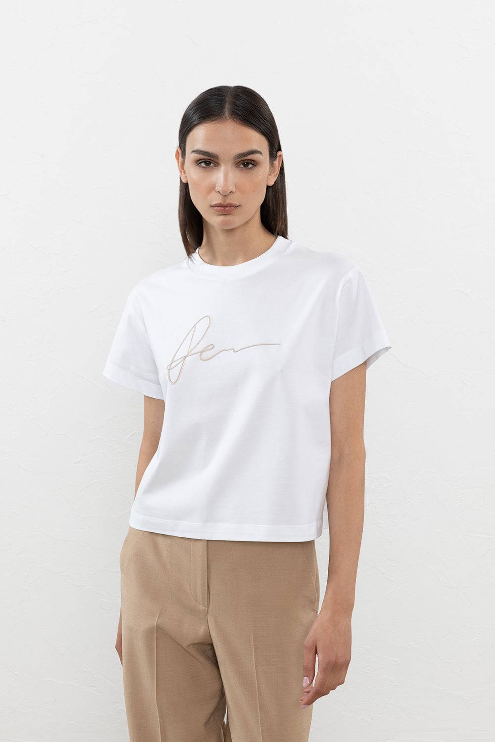 Peserico T-shirt in jersey di cotone in filato Microdream