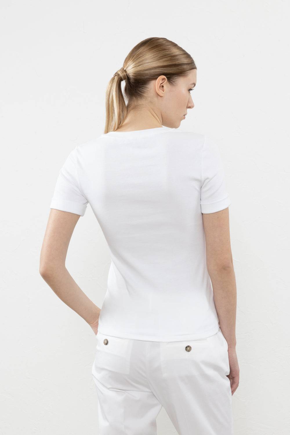 Peserico T-shirt in microcostina di jersey stretch In Linea