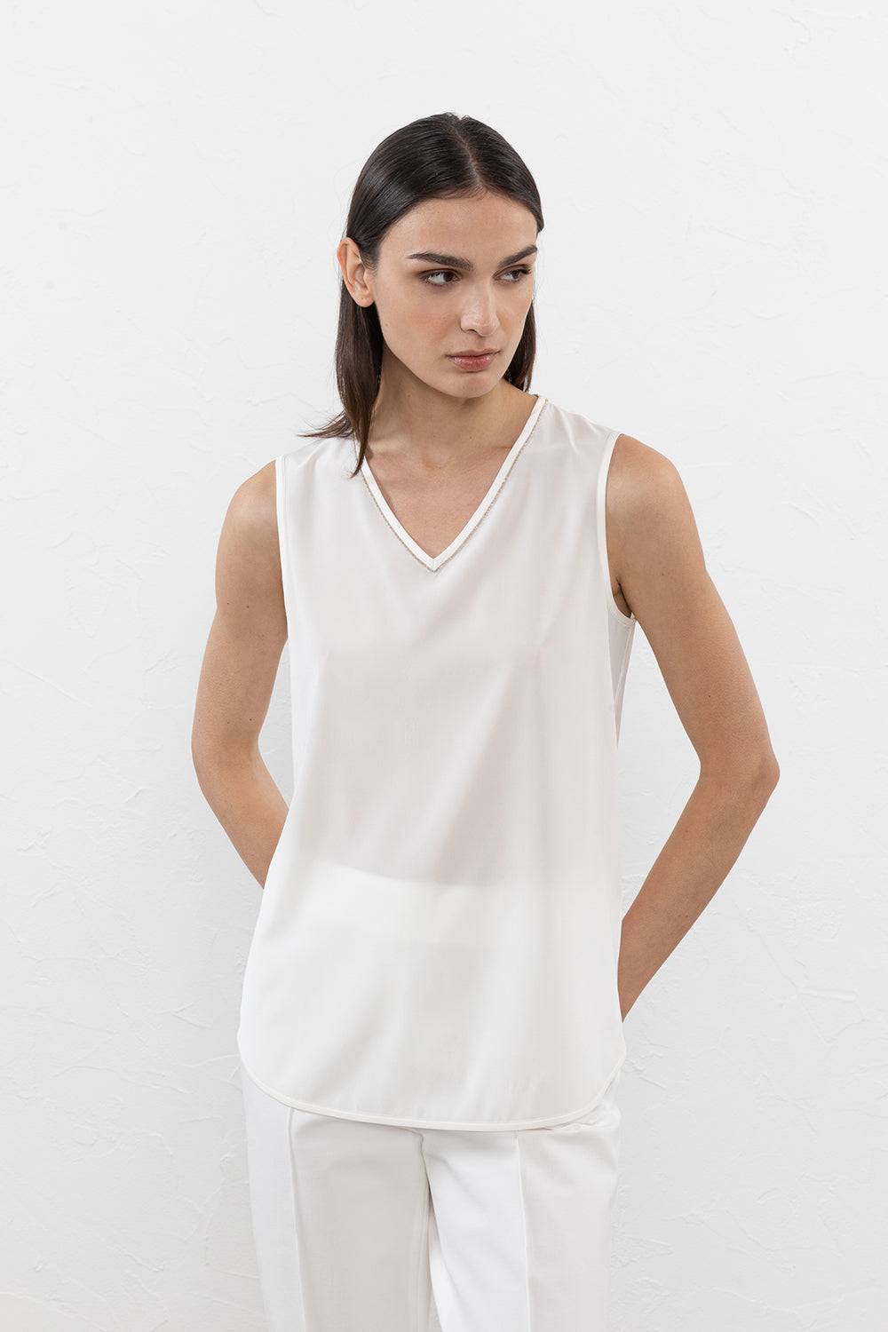 Peserico Top in crepe de chine in seta stretch Qualità
