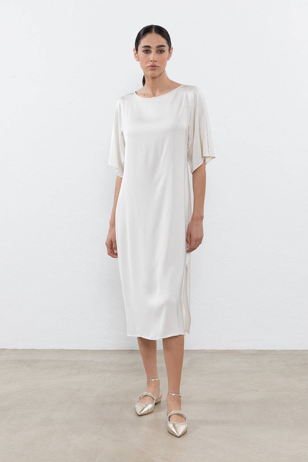 Peserico Abito midi in satin di viscosa Fino Al -60%